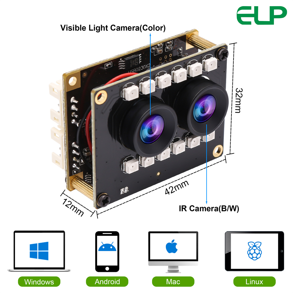 2MP FHD 1080P Dual Lens USB Camera | RGB & IR Dual Output Webcam ...