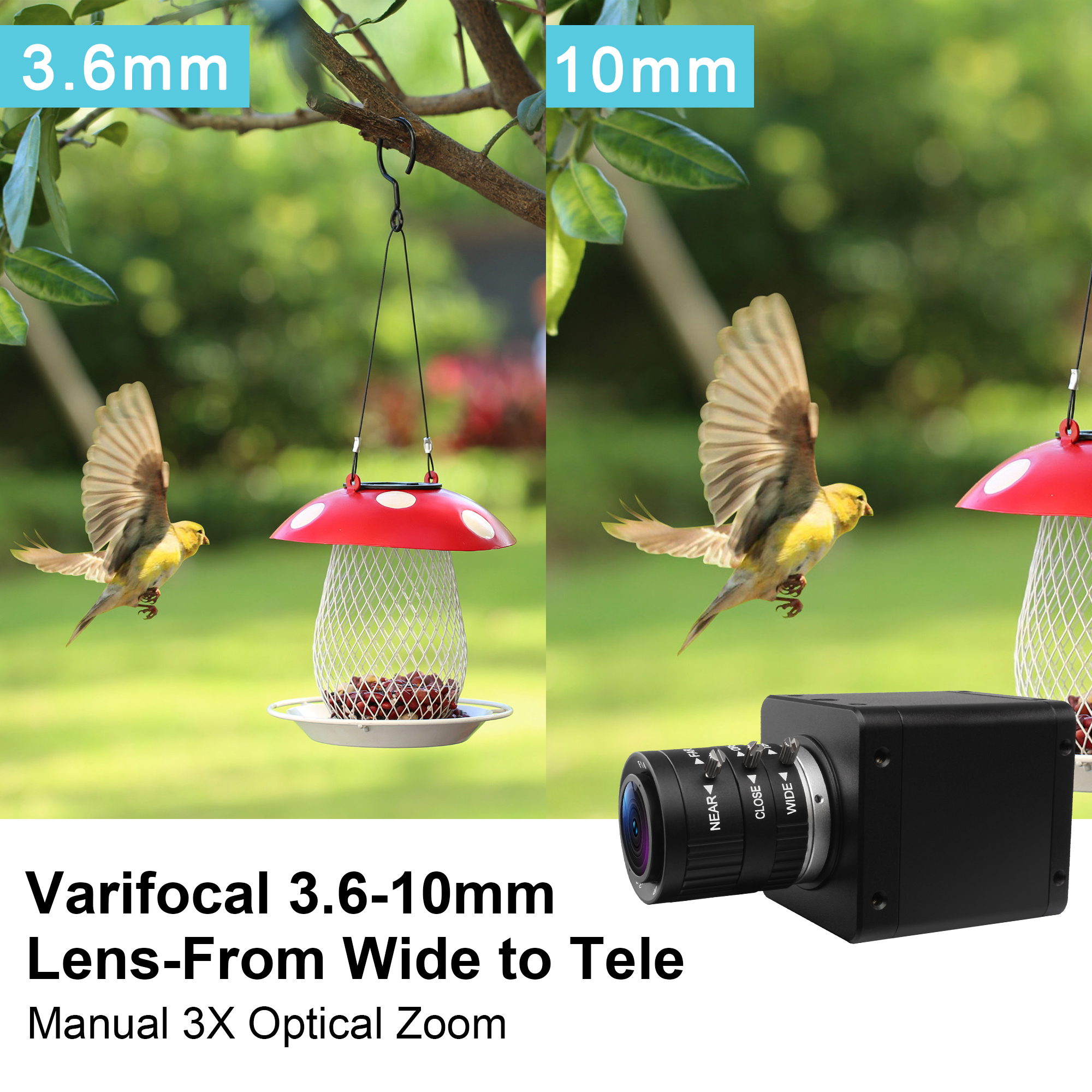 ELP IMX678 4K 60fps H.264 Industrial Camera with HDMI and USB 3.0 Low Light &amp; HDR and 3.6-10mm Manual Zoom Lens (3X Optical Zoom)