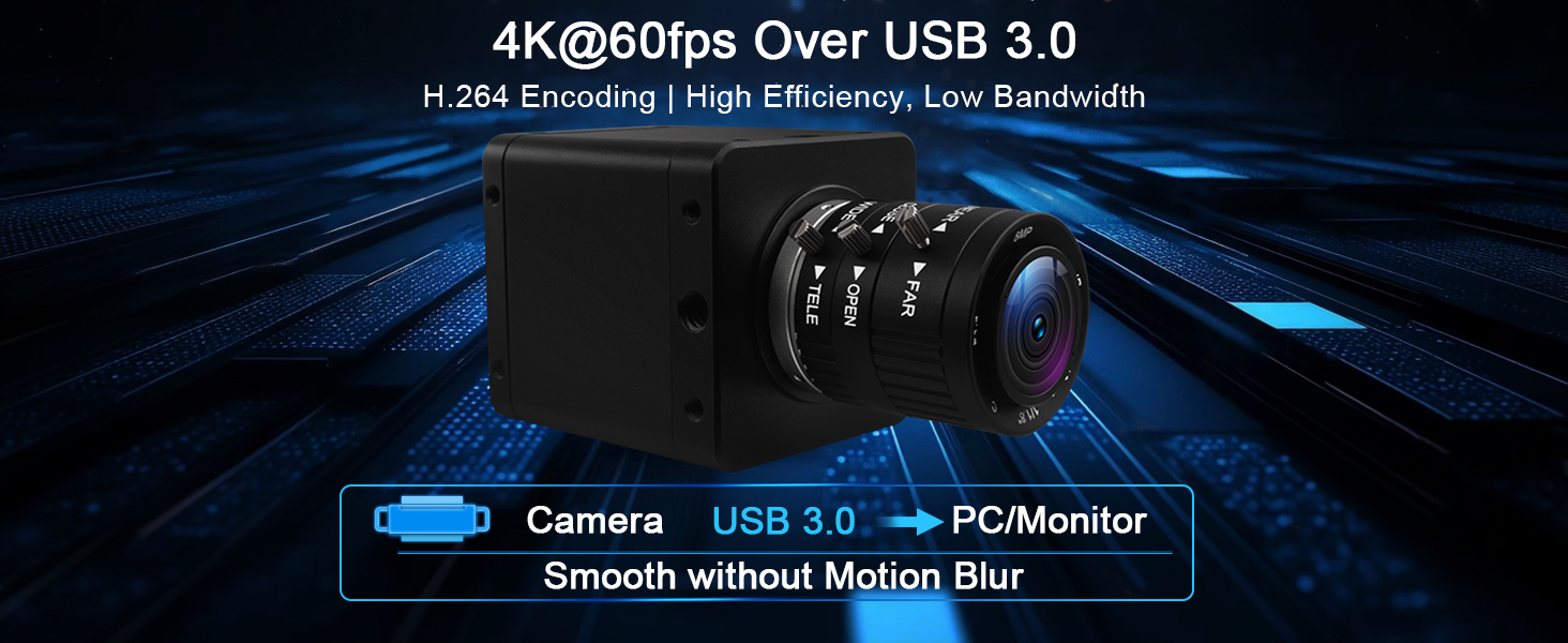 ELP IMX678 4K 60fps H.264 Industrial Camera with HDMI and USB 3.0 Low Light &amp; HDR and 3.6-10mm Manual Zoom Lens (3X Optical Zoom)