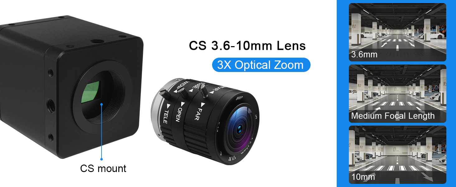 ELP IMX678 4K 60fps H.264 Industrial Camera with HDMI and USB 3.0 Low Light &amp; HDR and 3.6-10mm Manual Zoom Lens (3X Optical Zoom)