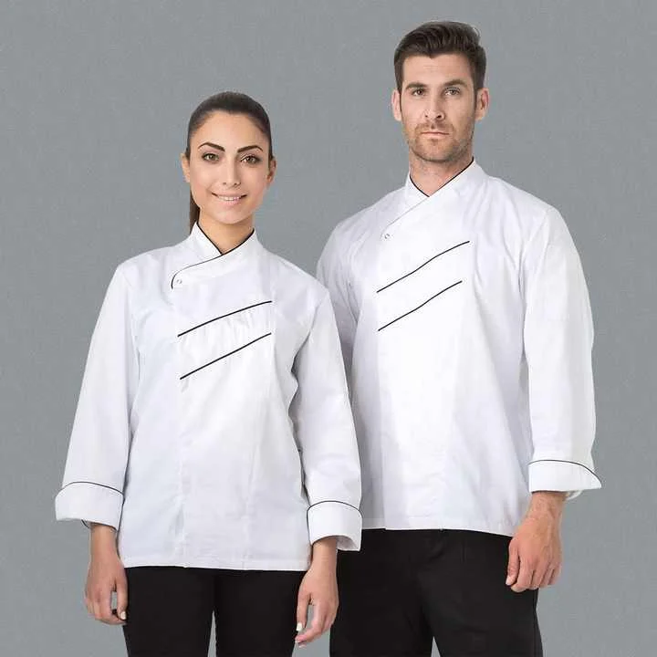 Unisex Slim-fit Long-sleeved Chef Uniform/kitchen Workwear