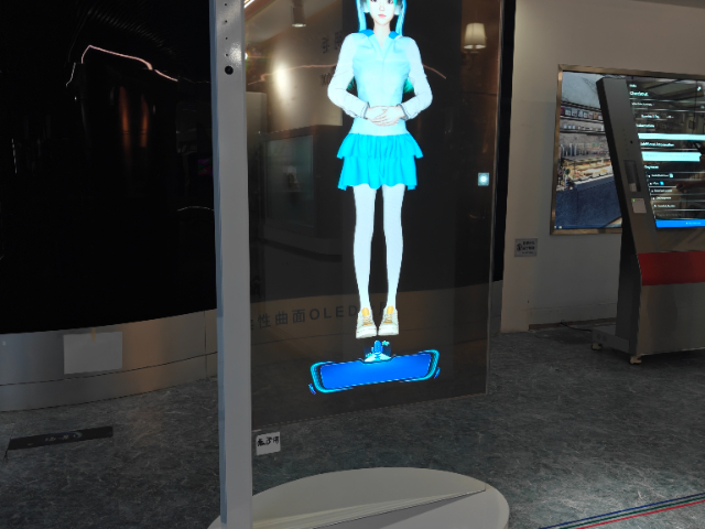 商場移動式oled透明屏數字人交互一體機采購,oled透明屏