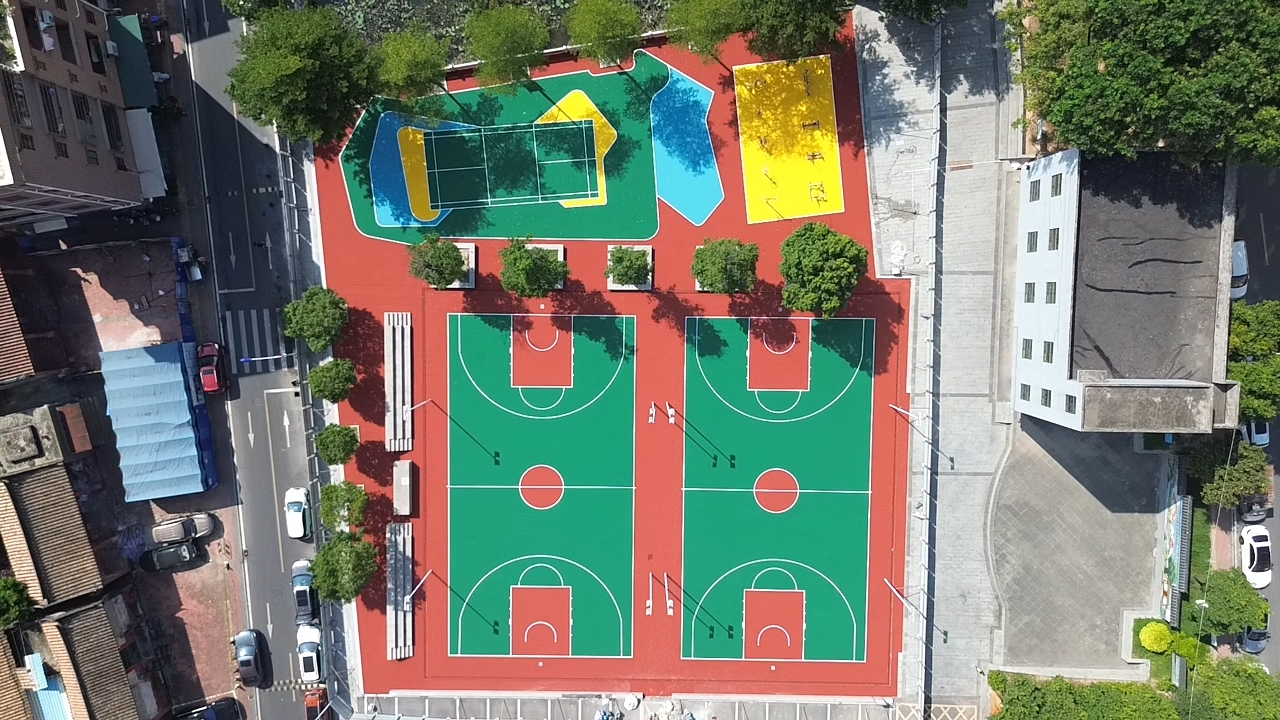 寮步坑口文體廣場丙烯酸籃球場完工分享