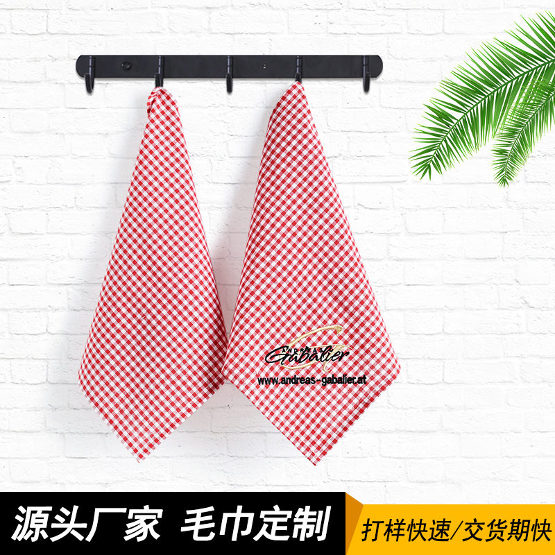 紅色方格刺繡全棉茶巾簡(jiǎn)約風(fēng)餐布裝飾道具