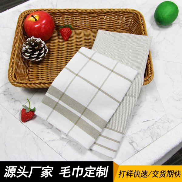 灰白格子全棉茶巾簡(jiǎn)約風(fēng)餐布裝飾道具