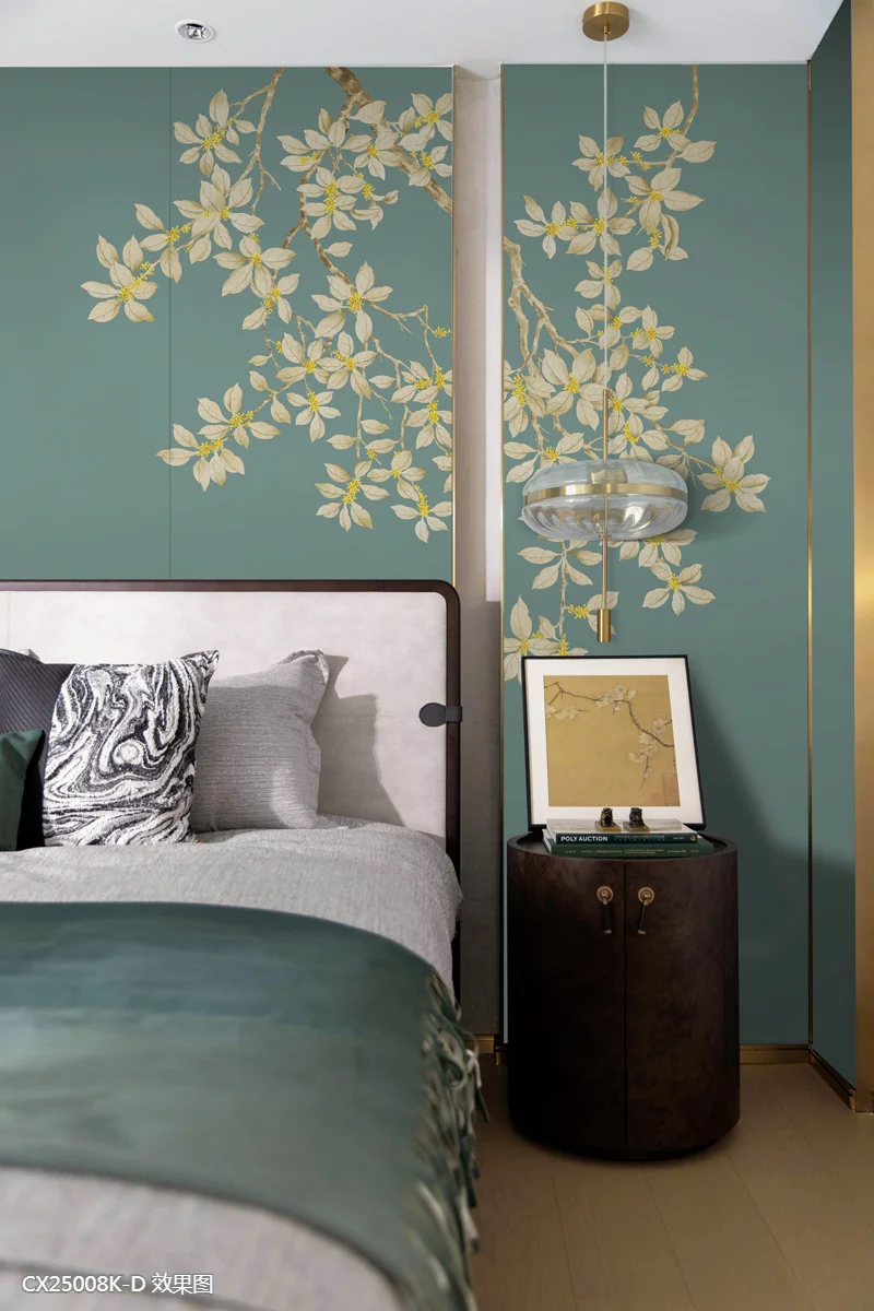 Custom 3D Embroidered Modern Floral Bird Wall Mural Waterproof Luxury ...