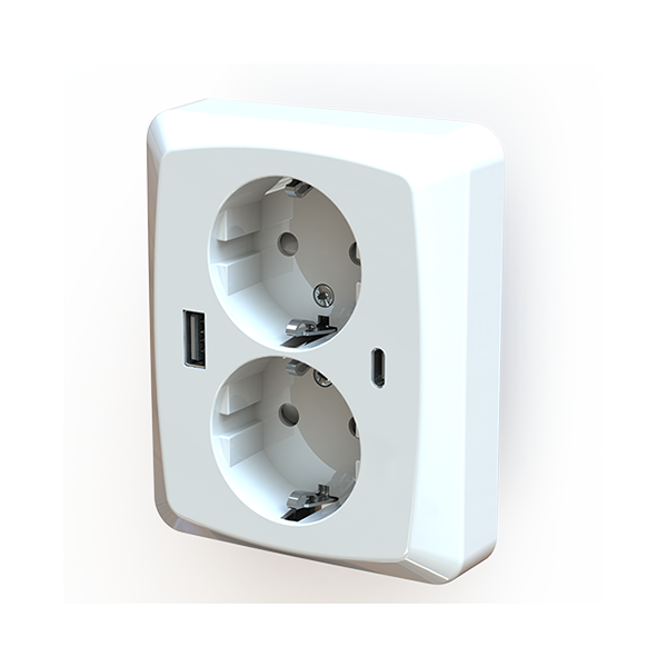 84-帶雙孔歐式插座|A+C20W墻面快充插座|CE S ROSH 認(rèn)證|環(huán)保材料