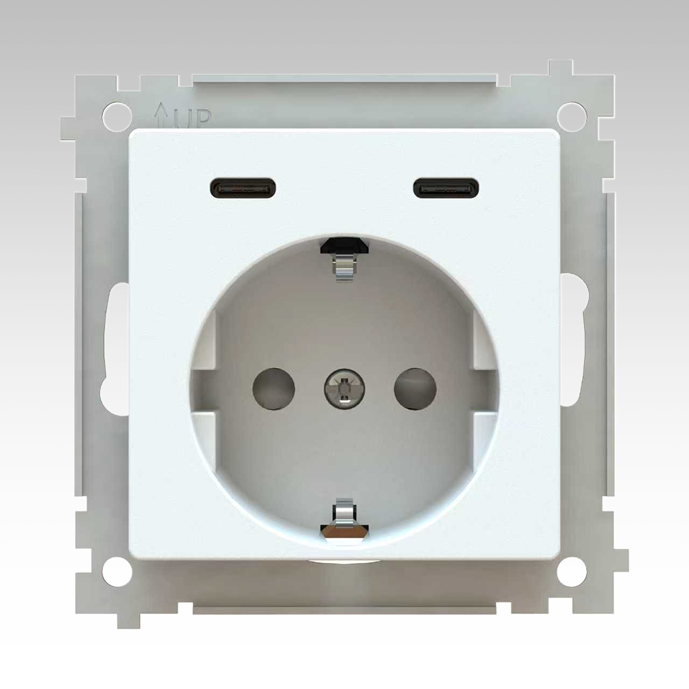 84-單孔歐式插座|2C 20W墻面，桌椅快充插座|CE CB ROSH 認(rèn)證|環(huán)保材料