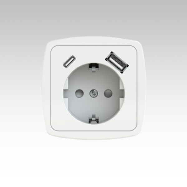 84-單孔歐式插座|A+C 18W墻面快充插座|CE ROSH認證|環保材料