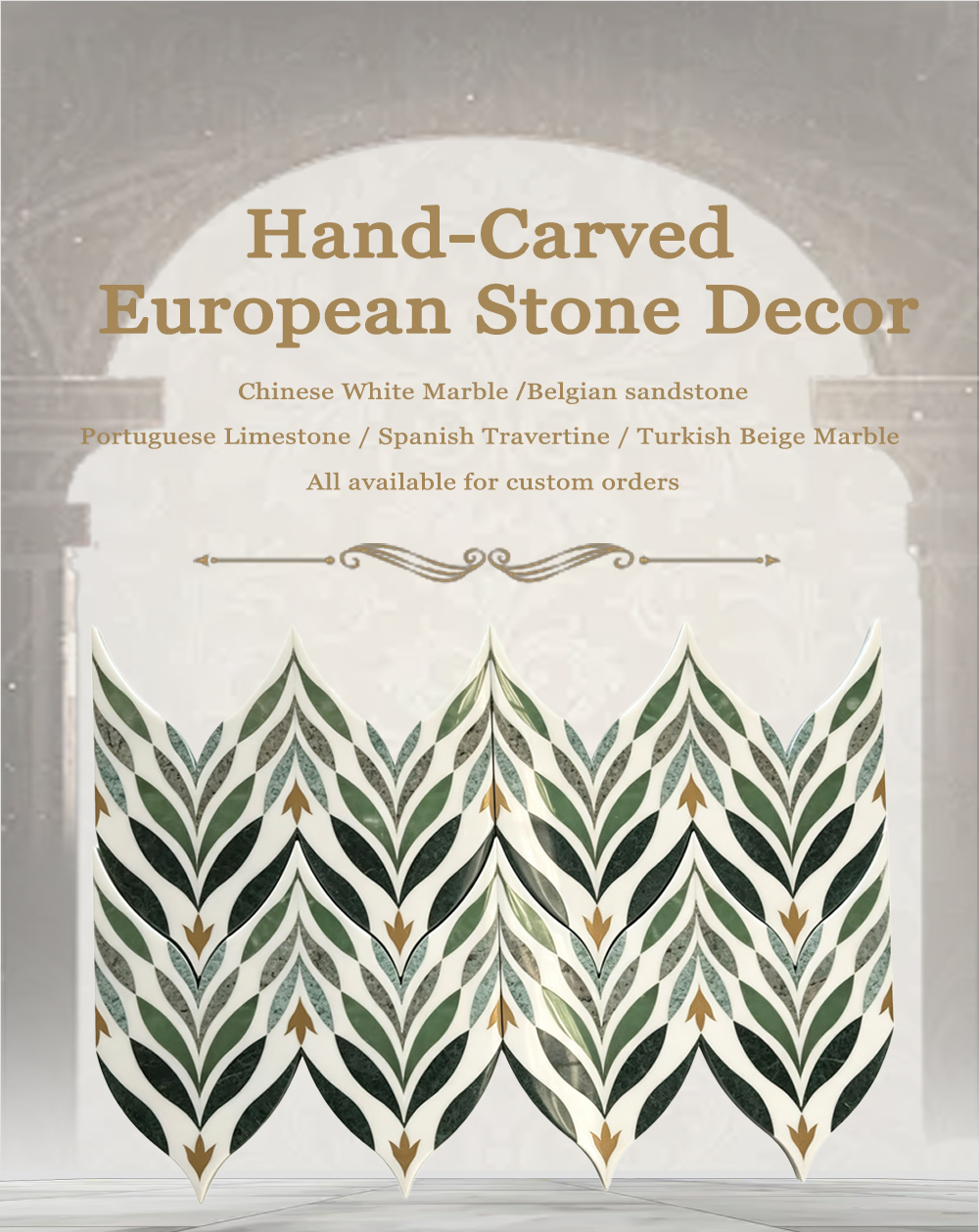 Decorative Waterjet Stone Mosaic Liner Tile