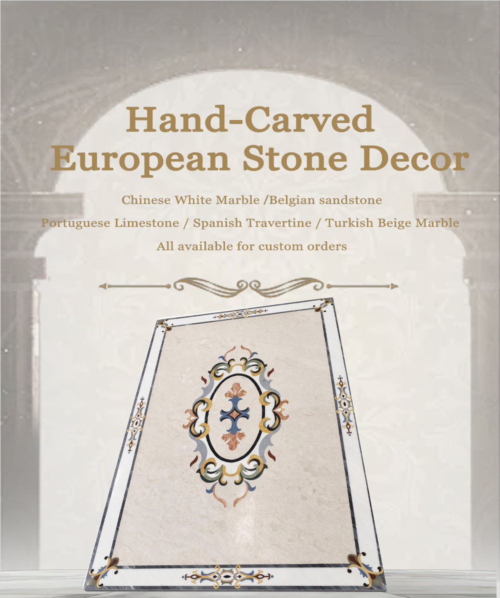 Square European Floral Marble Waterjet Floor Medallion