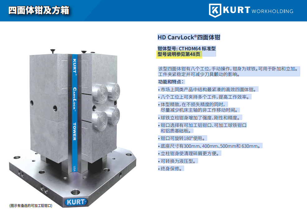 供應(yīng)武漢市CTHDM64 標準型Kurt四面體鉗直銷川尚機械設(shè)備供應(yīng)