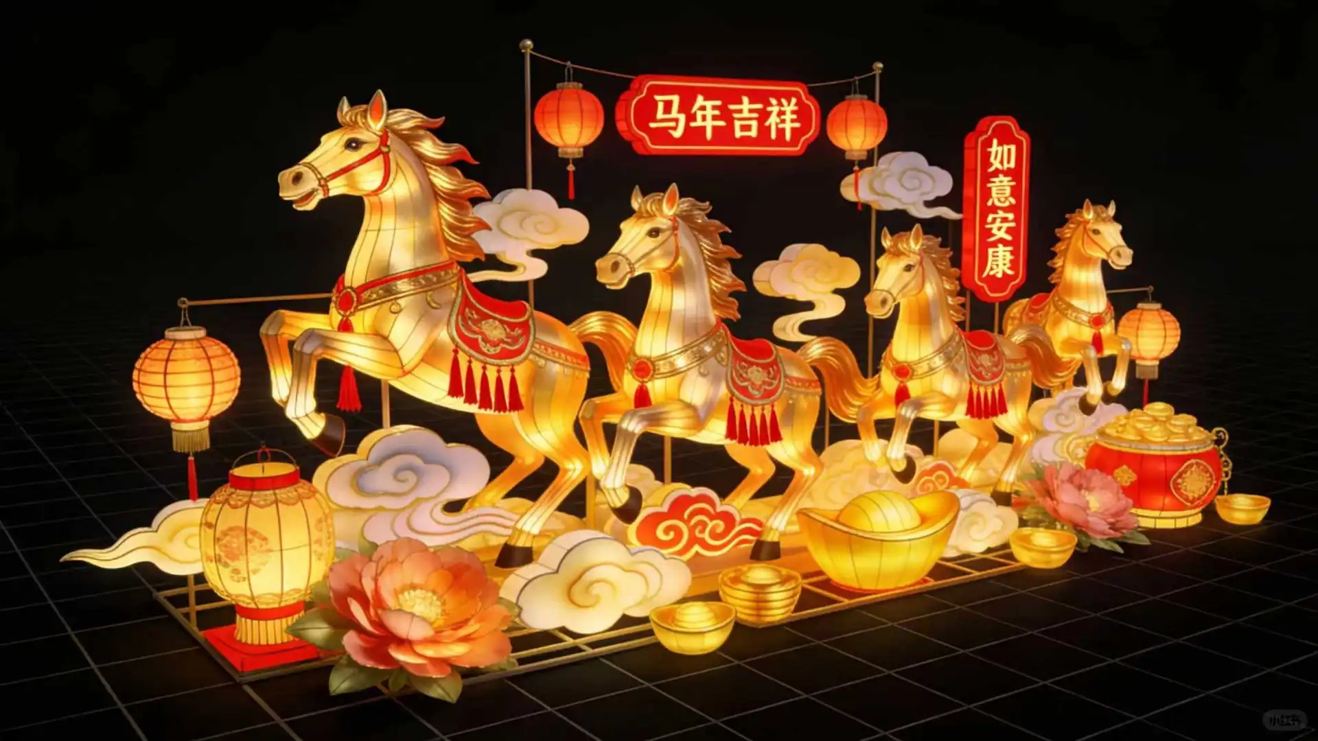 無錫城景區添吉慶！無錫景區“四駿送福” 馬年花燈