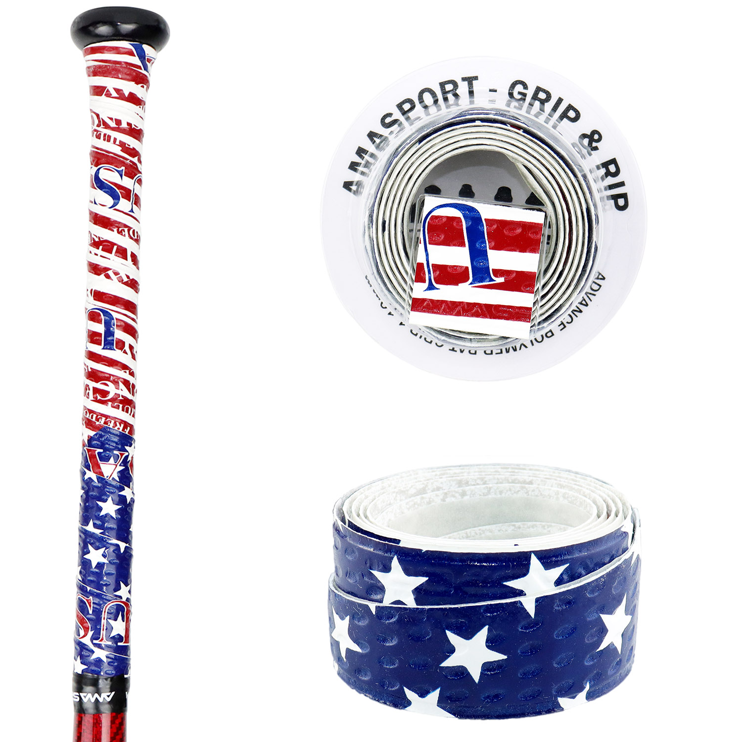 Bat Grips {Teip para bats} AmaSport Azul con Rojo USA
