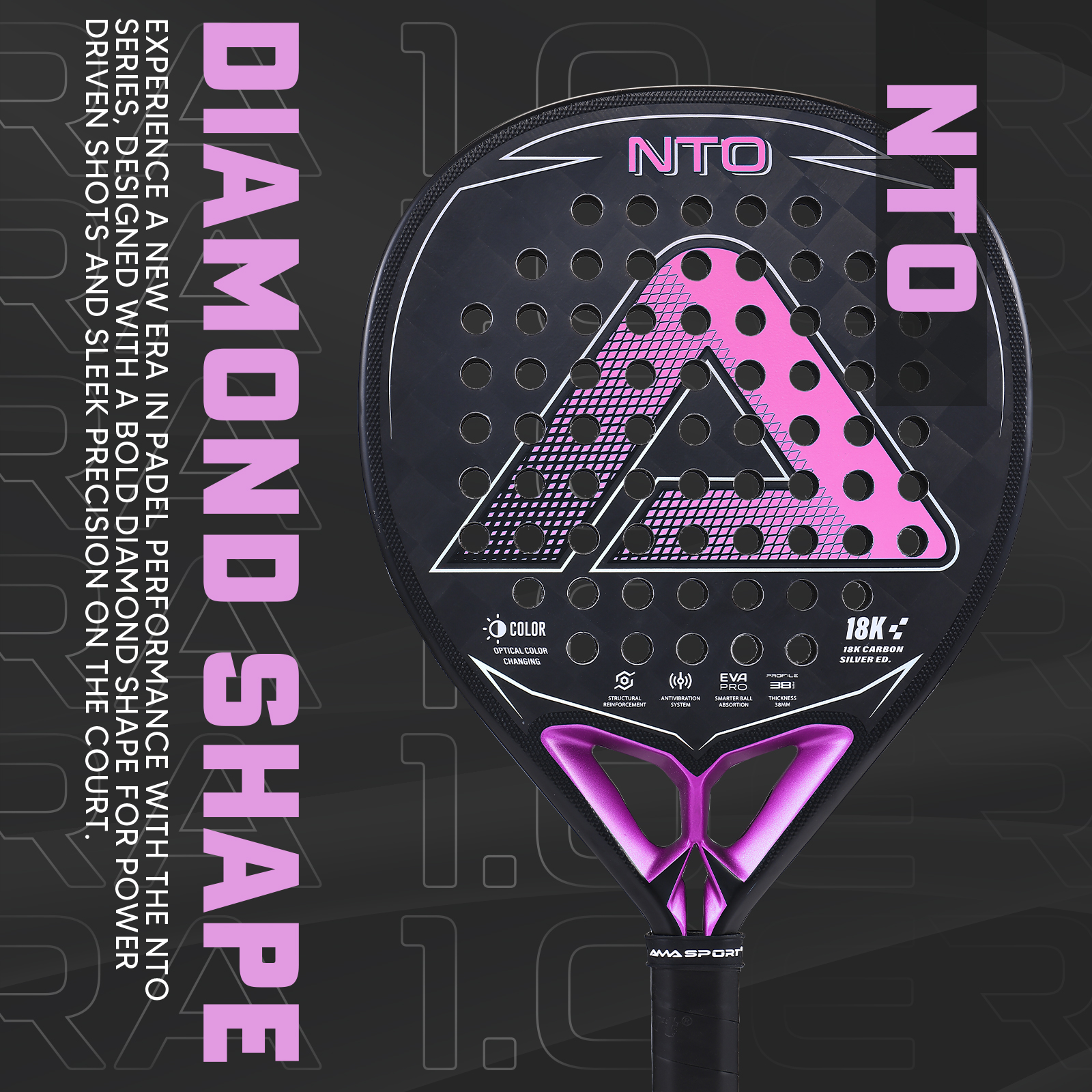 AMA-NTO JP89 Padel Racket-Pink