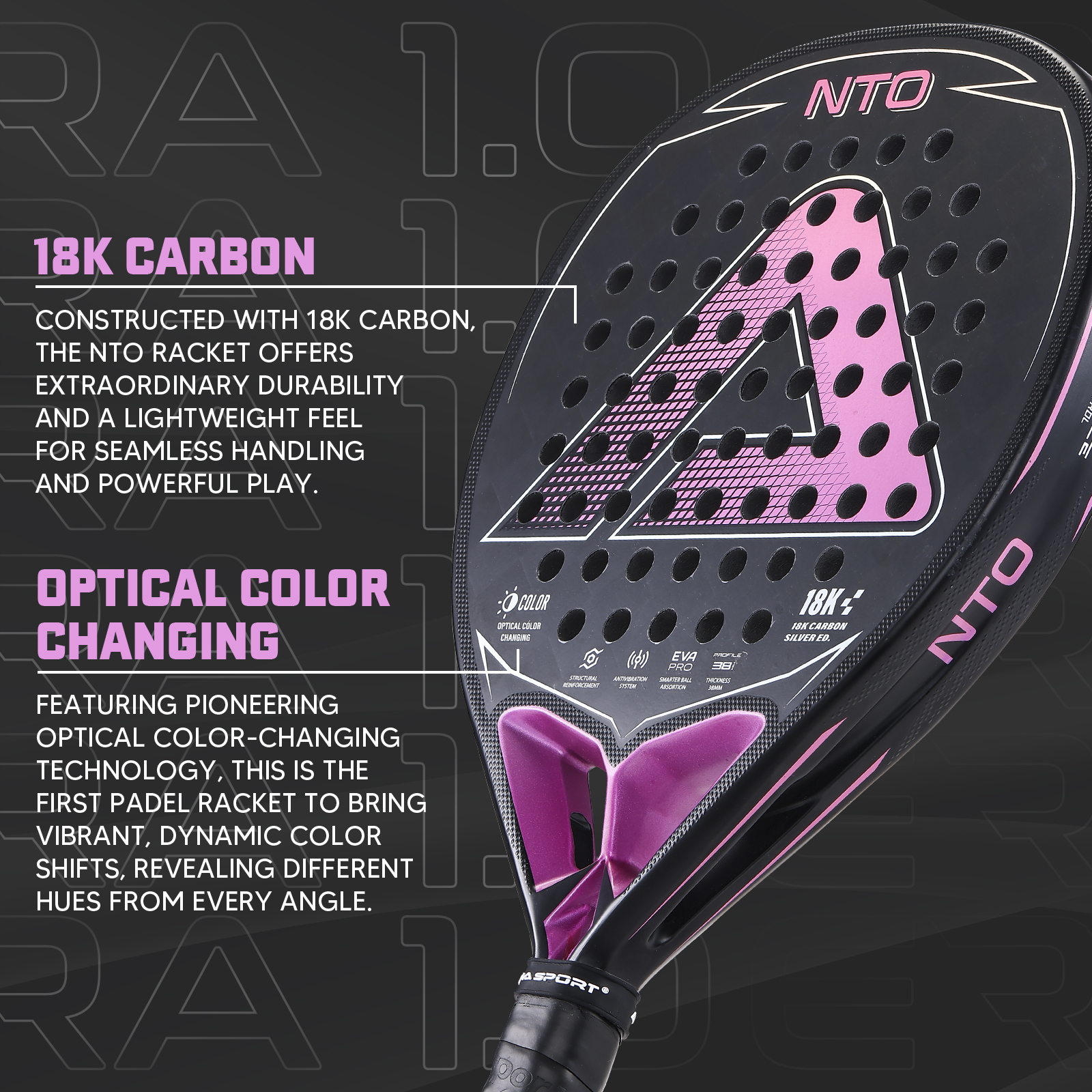 AMA-NTO JP89 Padel Racket-Pink