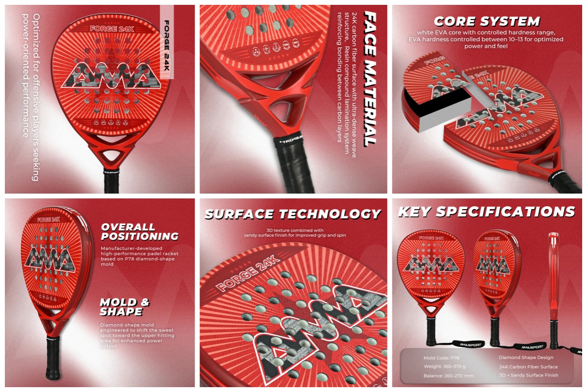 Apd Racket FORGE Padel Racket Red | Padel Racket Wholesaler & Manufacturer | Ama Sport