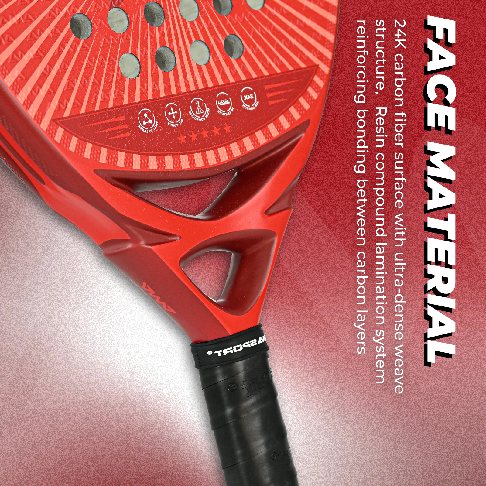 Redpadel Racket FORGE Padel Racket Red | Padel Racket Wholesaler & Manufacturer | Ama Sport