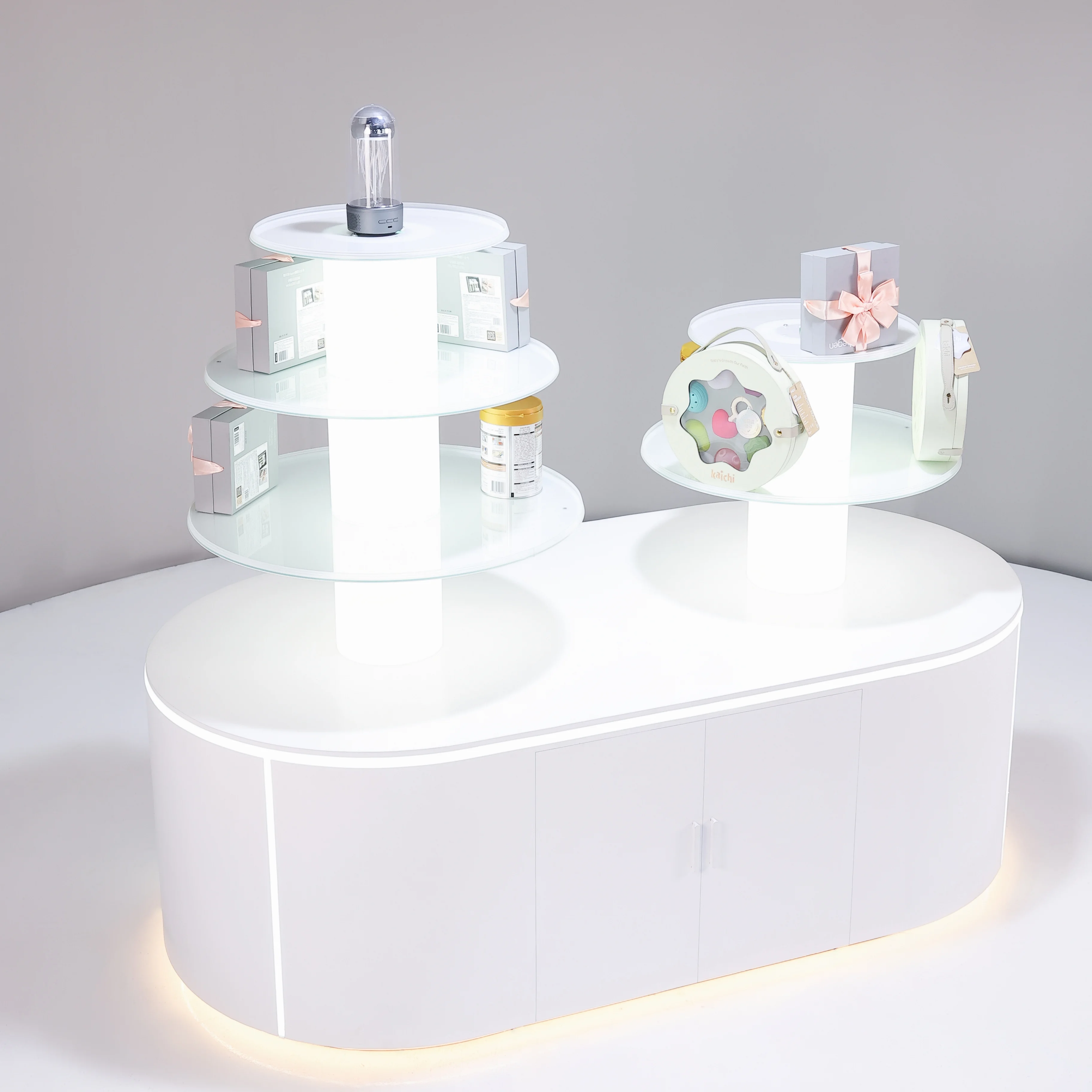 Rotating Triangular Exhibit Electric Rotating Exhibition Stand Manufacturer China