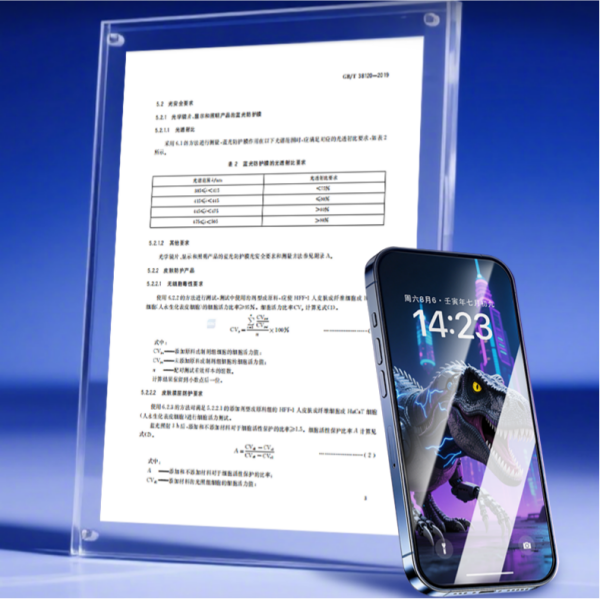 長期刷手機(jī)不傷眼!晶晟霸王龍防藍(lán)光鋼化膜，護(hù)眼耐摔雙在線