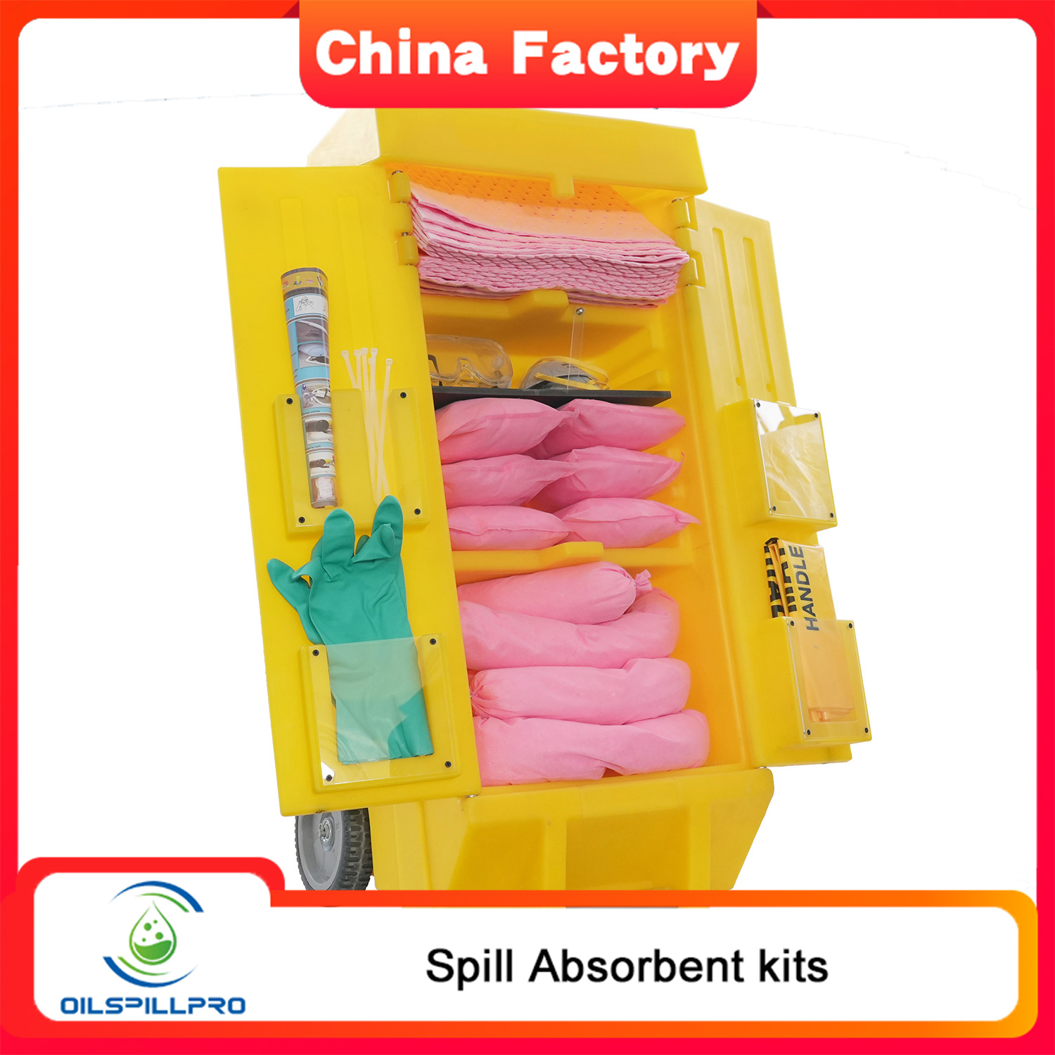 Lab Spill Kit Box Safety Pink Absorbent Spill Kit for Lab Use | Oilspillpro
