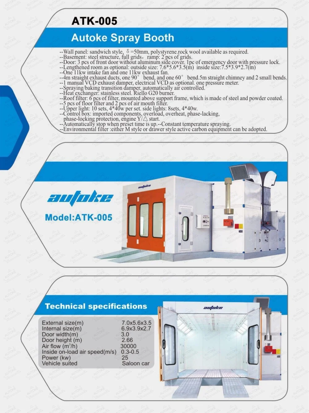9m Electric/Diesel Car Paint Booth Baking Oven for Cars