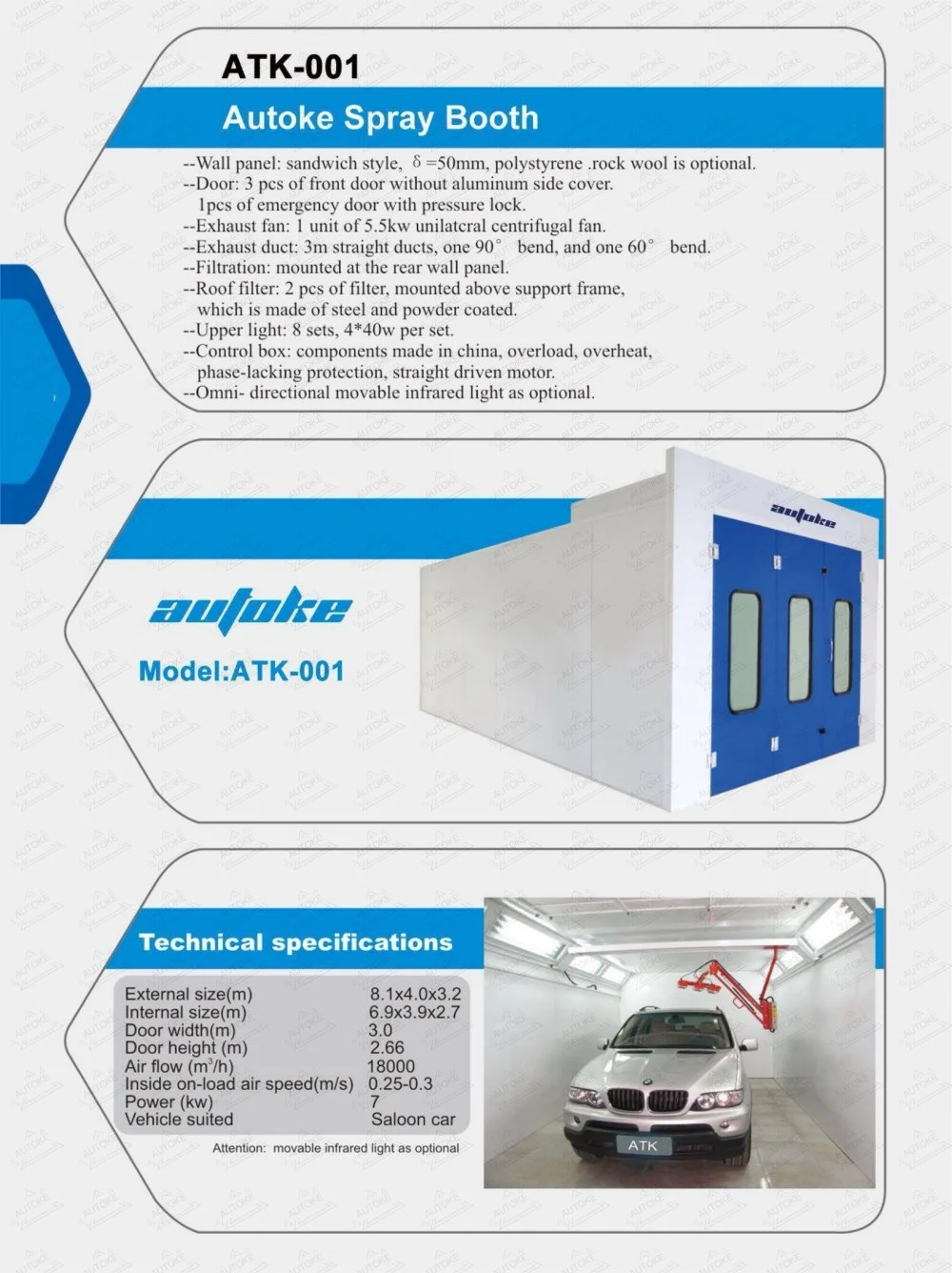 9m Electric/Diesel Car Paint Booth Baking Oven for Cars