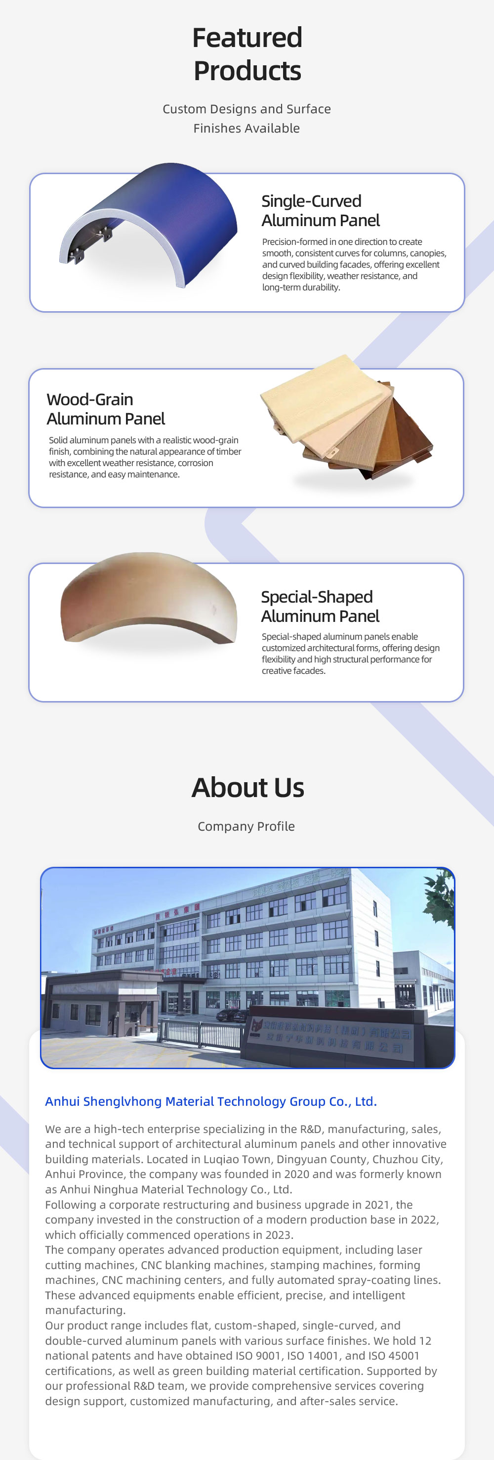 Single-Curved Aluminum Panel for Architectural Facade Cladding