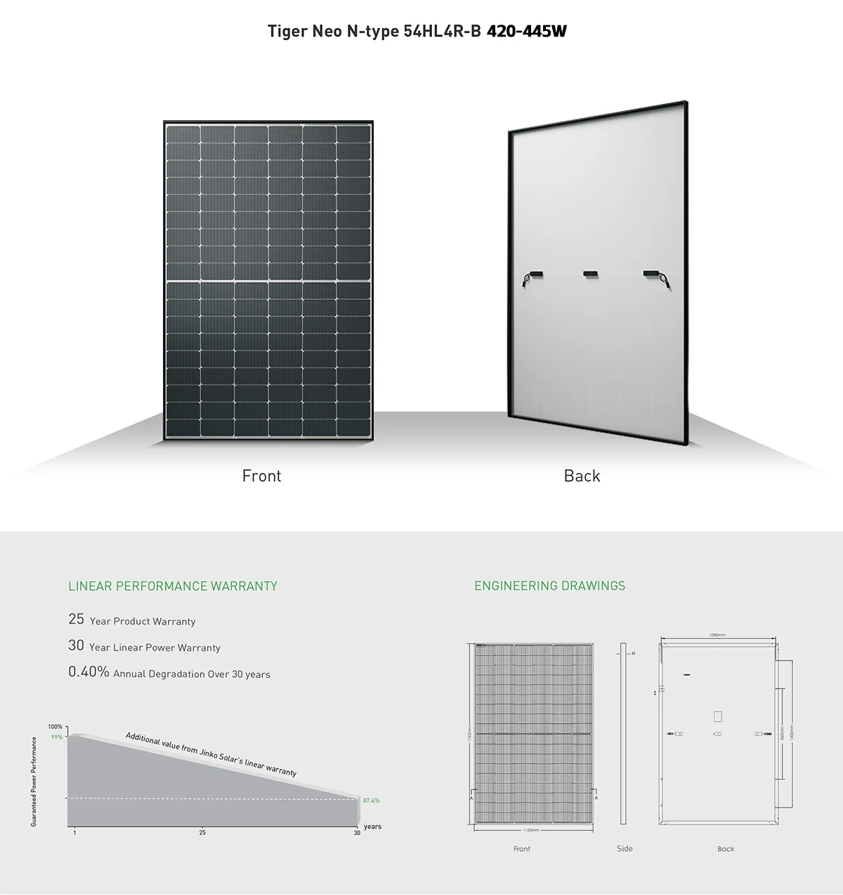 Jinko Solar Panel N-Type Monocrystalline All Black 425W 430W 435W 440W ...