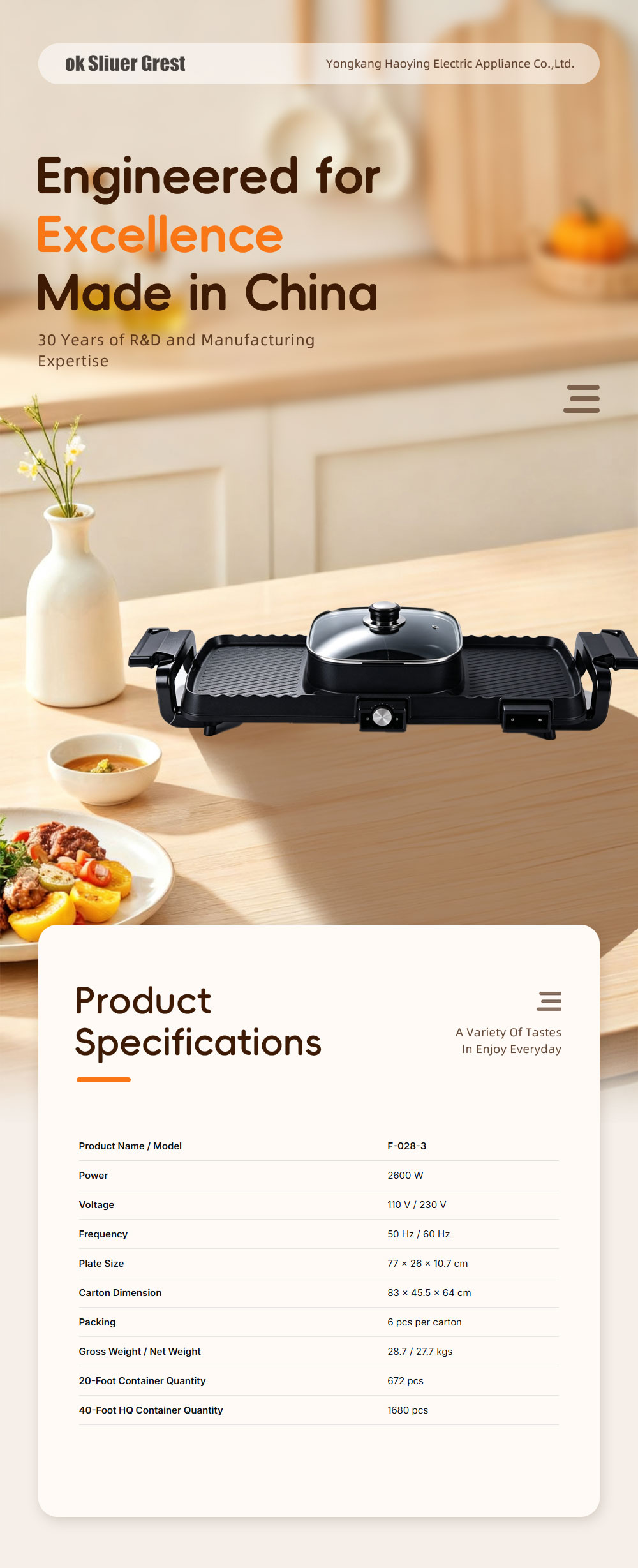 Extended Electric Grill With Hotpot F‑028‑3