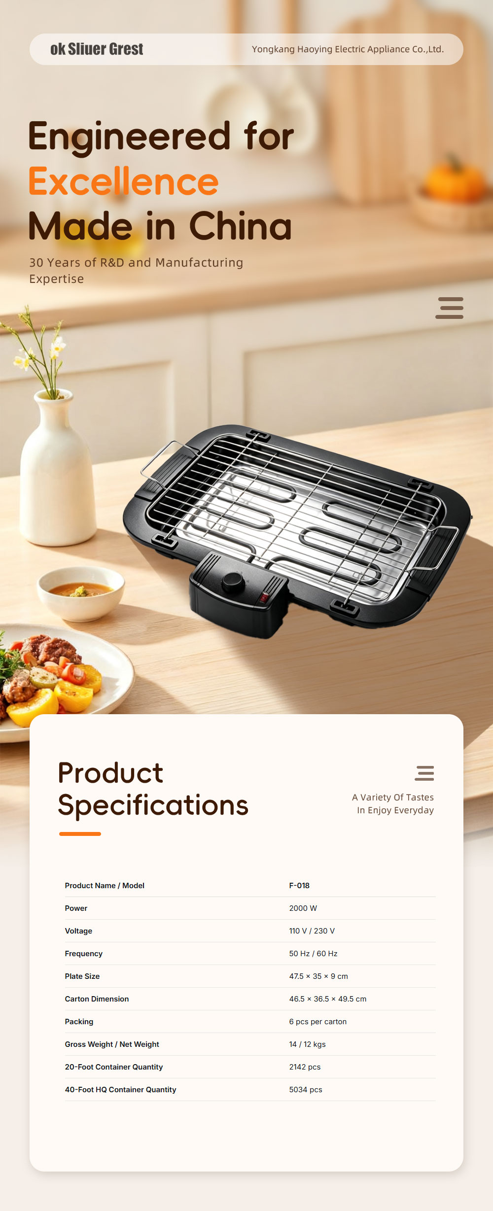 Rectangular Electric BBQ Griddle F-018