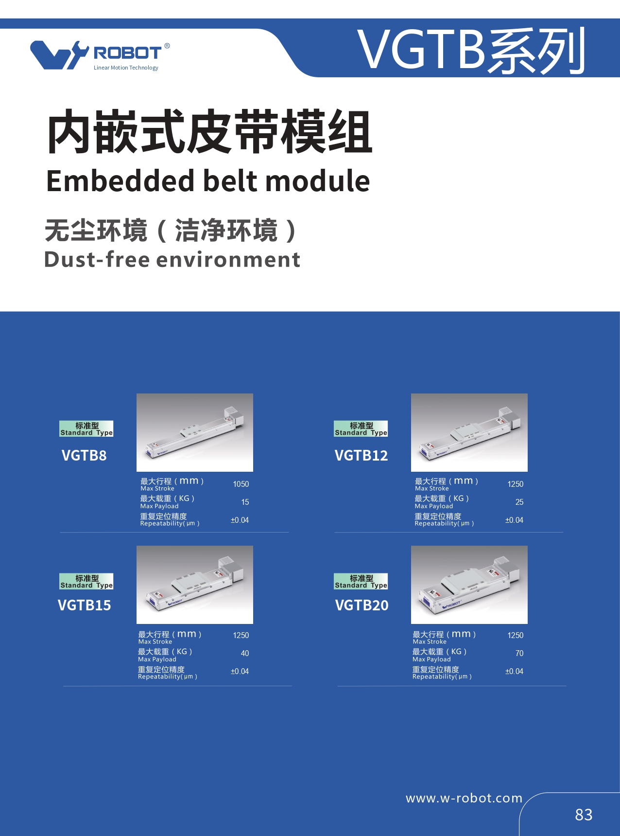 全密封 内嵌式皮带模组 Vgtb20 深圳威洛博机器人有限公司 