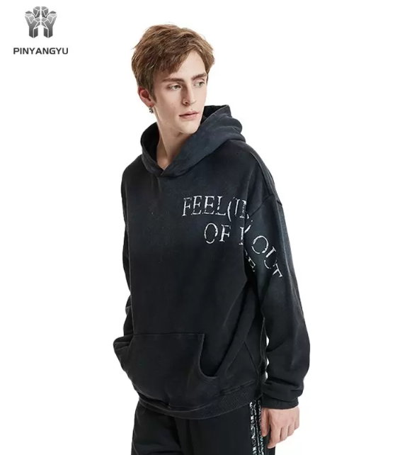 Black wash effect hoodie