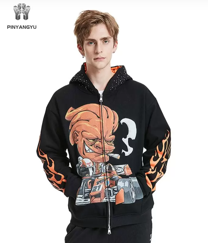 Hoodie with rhinestone embellishment