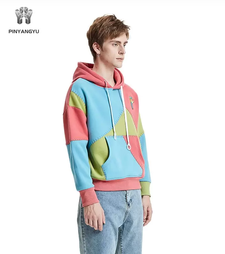 color-blocked logo hoodie