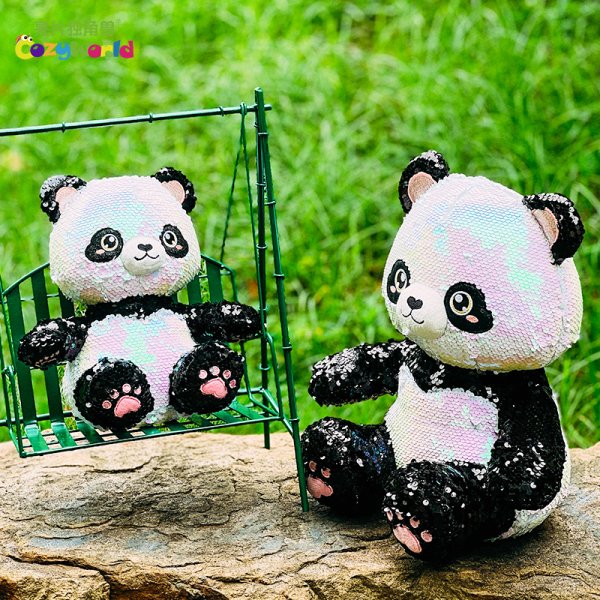 CozyWorld亮片熊貓公仔玩偶可愛(ài)成都玩具潮玩紀(jì)念品擺件兒童禮物