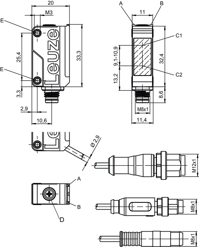 HT5B/4-M8.3 背景抑制按壓按鈕 商品編號： 50148007