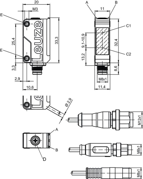 HT5B/4-M8.3 背景抑制按壓按鈕 商品編號： 50148007