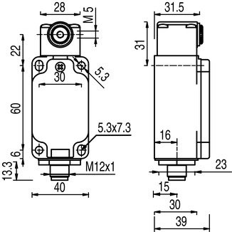 S300-P13C1-M12-CB 安全限位開關 商品編號： 63000307