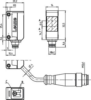 ET5.3/2N-M8 增強(qiáng)型漫反射光電傳感器 商品編號(hào)： 50122581