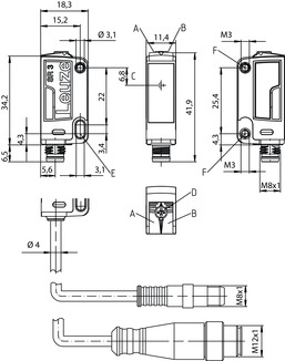 LE3CL1.1/6G-M8 對(duì)射光電傳感器（接收） 商品編號(hào)： 50137201