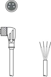 KD U-M8-4W-P1-050 連接電纜 商品編號(hào)： 50130875