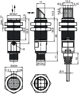 LE328/4P 對射光電傳感器（接收） 商品編號： 50122710