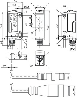 RK3C.1/6G-M8 非偏振鏡反射型光電傳感器 商品編號(hào)： 50143655