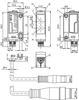 RK3C.1/6G-M8 非偏振鏡反射型光電傳感器 商品編號(hào)： 50143655