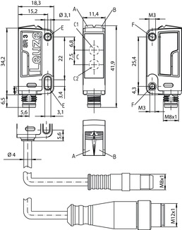 PRK3CL1.A3/4-M8.3 帶偏振光片鏡的鏡反射型光電傳感器 商品編號(hào)： 50133738