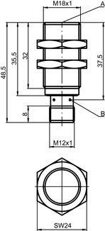 ISS 218MM/4NO-12E-S12 電感式開關(guān) 商品編號： 50109707
