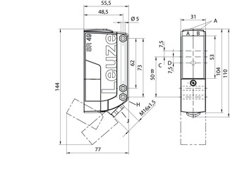 PRK46C.D/48-M12 帶偏振光片鏡的鏡反射型光電傳感器 商品編號(hào)： 50127029