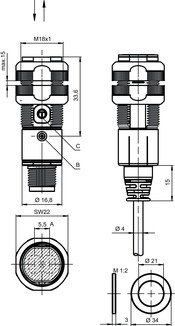 FT318BI-100F.X/4P-M12 增強型漫反射光電傳感器 商品編號： 50135286