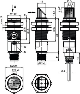 ET328.W3/4P 增強型漫反射光電傳感器 商品編號： 50122722